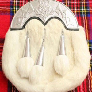 Rabbit White Sporran for men's Scottish Highland attire