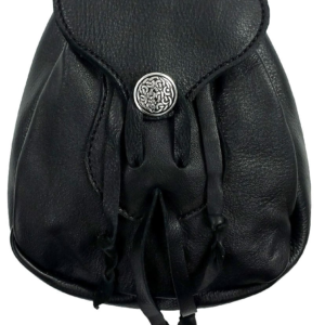 Black Leather Sporran Pouch - Perfect Party Sporran