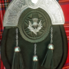 Thistle Badge Black Calfskin Sporran - Traditional Sporran